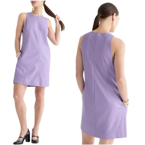 NWT J.Crew Retro Faux Leather Shift Dress Size 3X Purple Violet Twee Coquette - Picture 1 of 15